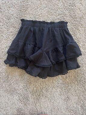 Amazon Black Tiered Ruffle Mini Skirt